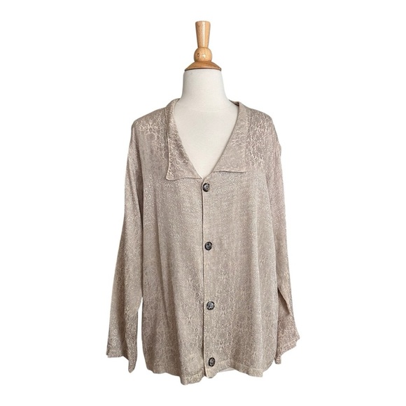 CP SHADES San Francisco Vintage Jacquard Button Up Blouse Long Sleeves Medium - Picture 13 of 13